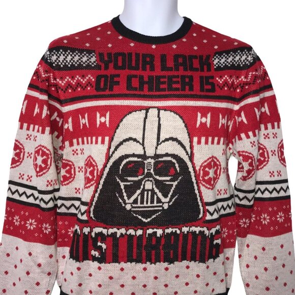 NWT Star Wars Darth Vader Mens S Christmas Sweater Pullover Ugly Party Funny - Picture 2 of 9